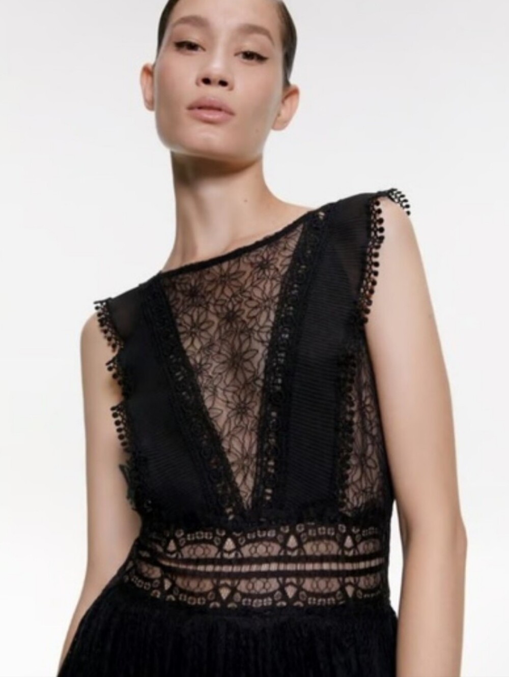 ZARA LACE BLACK MIDI DRESS  Size XS - Picture 10 of 12